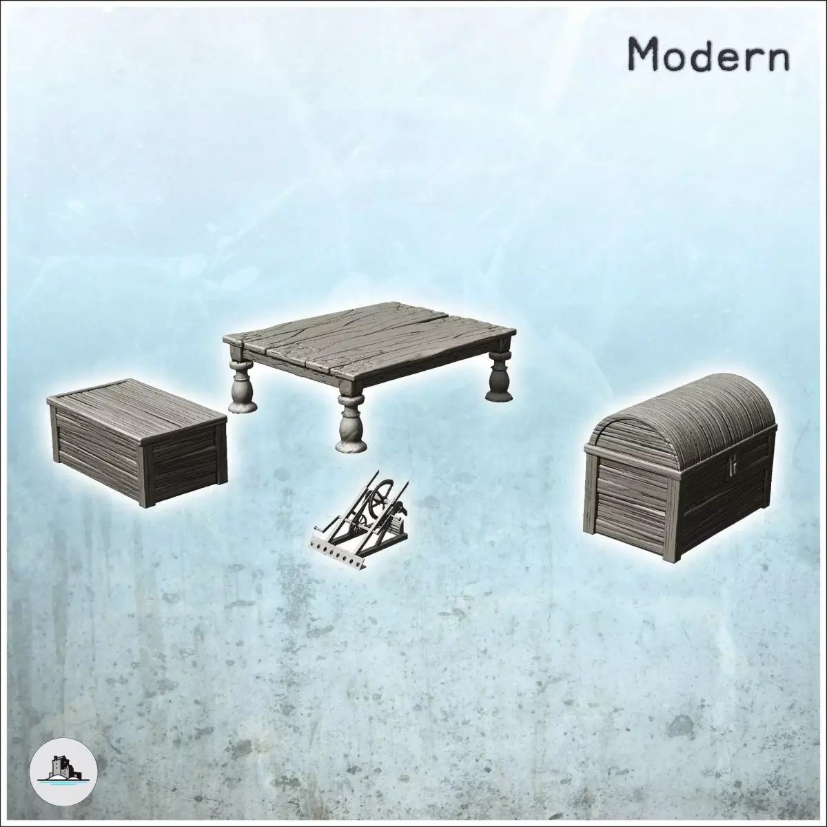 Modern interior set with trap and furniture 1 - Future Sci-Fi SF 3D print model