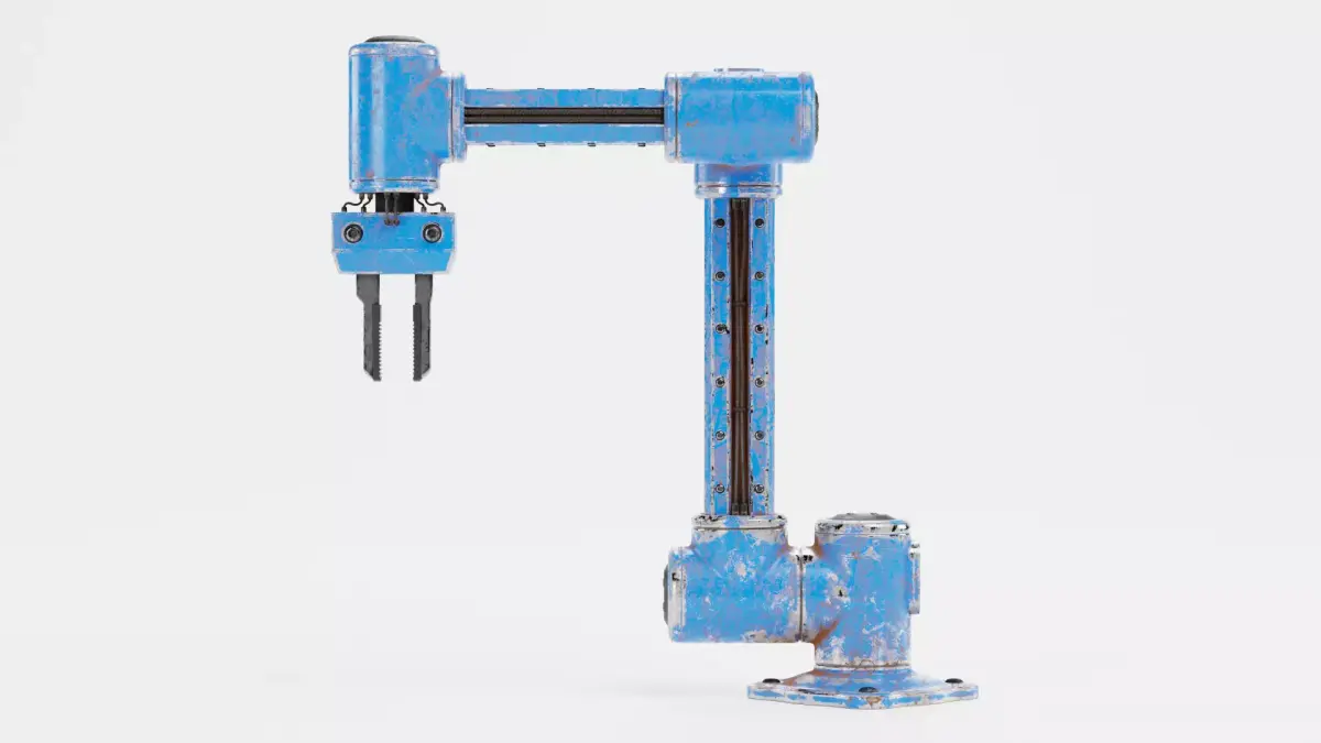 Robotic Arm with Claw and Worn Finish - V4 Rigged 3D model