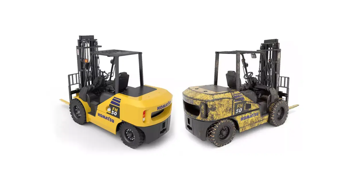 clean and dirty forklift 3D Model Pack