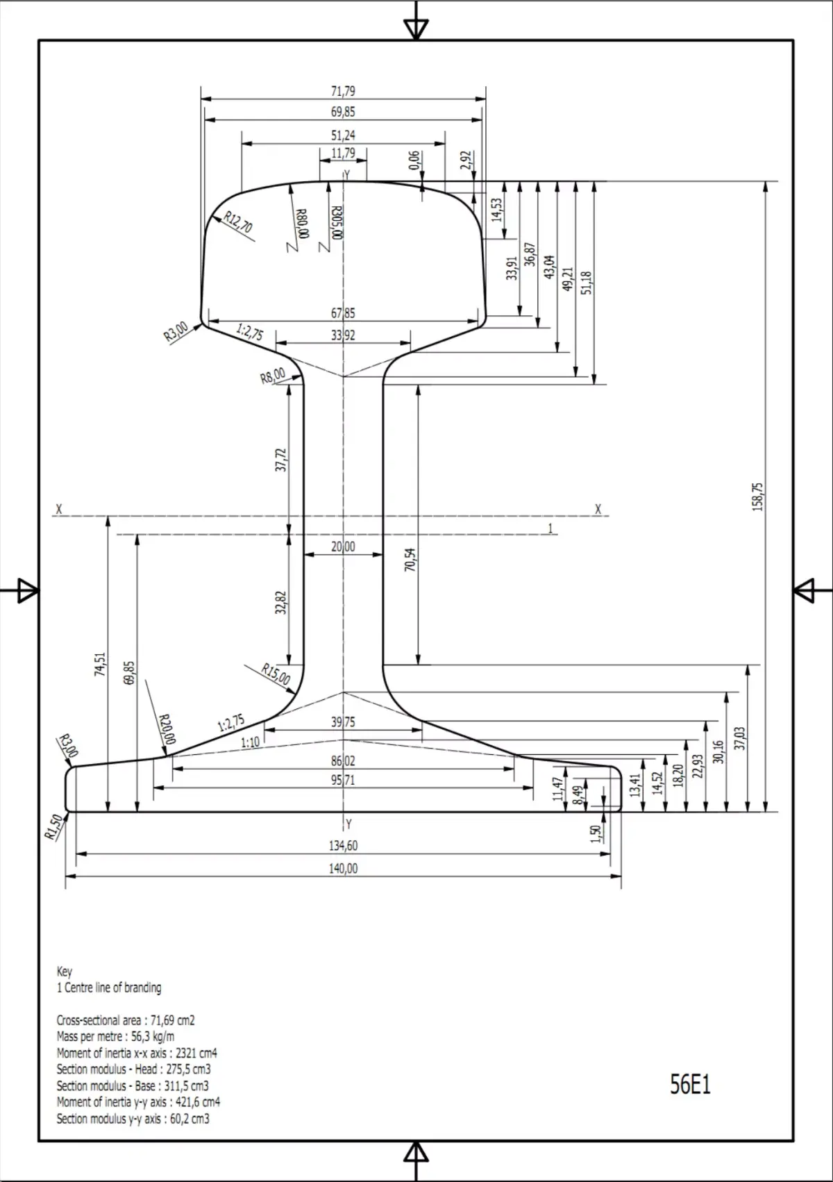 British Standard-EN13674  56E1  rail 3D model