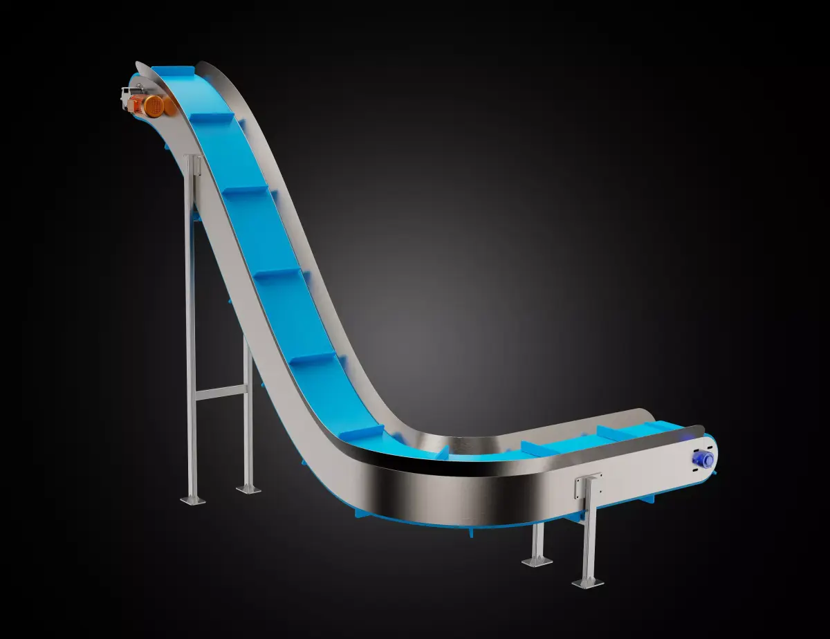Industrial Conveyor Curved Cad Model Step  3D model