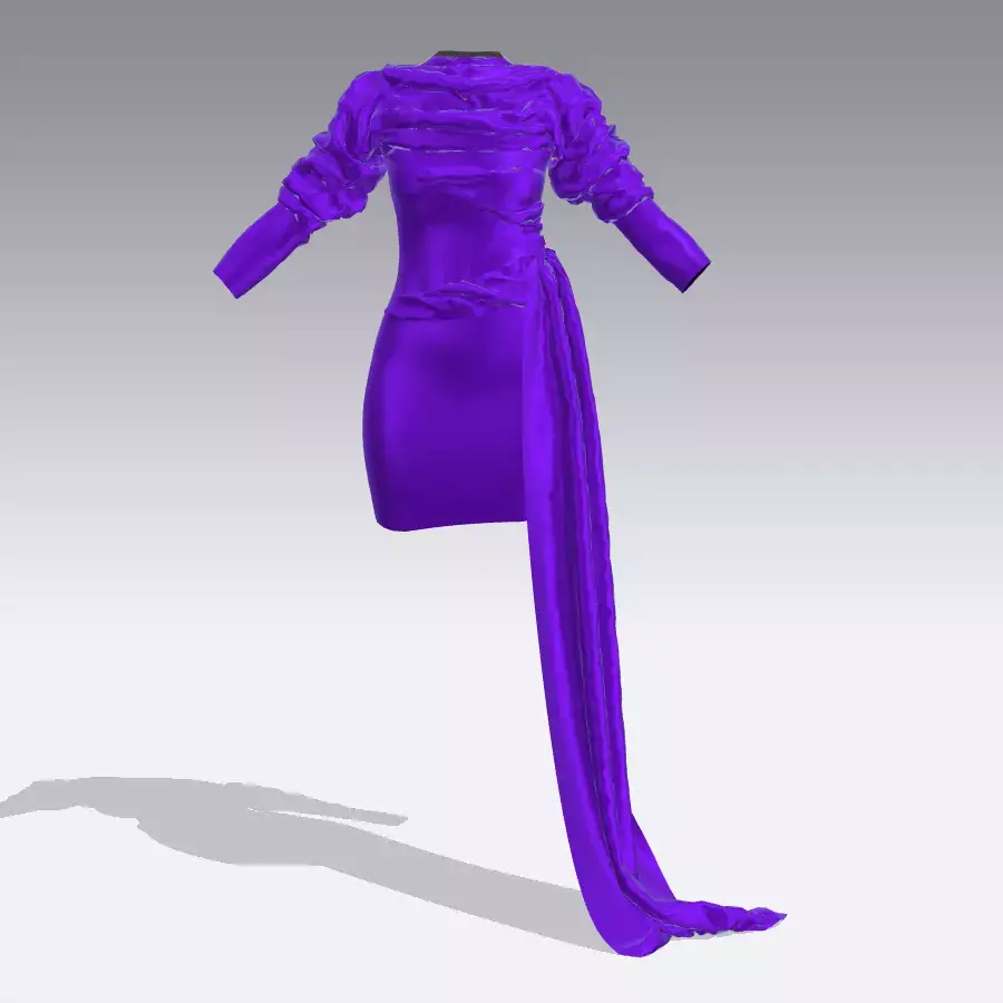 DRESS PURPLE  DRAPED LOOK STYLE FASHION 3D model