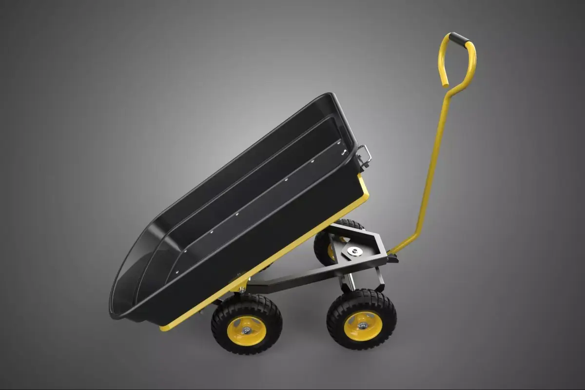 MANUAL TIPPING POLY BED GARDEN DUMP TRUCK CART STEEL FRAME WAGON 3D model