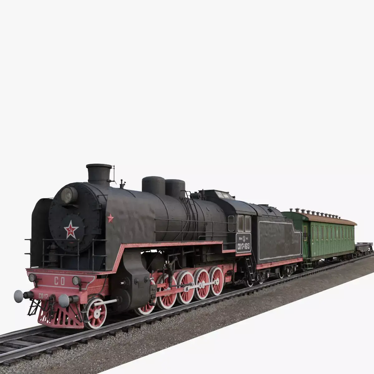 locomotive SO17 Low-poly 3D model