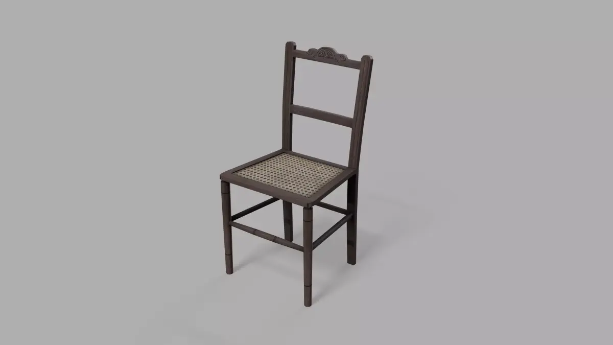 wooden chair 17th cenury Low-poly 3D model