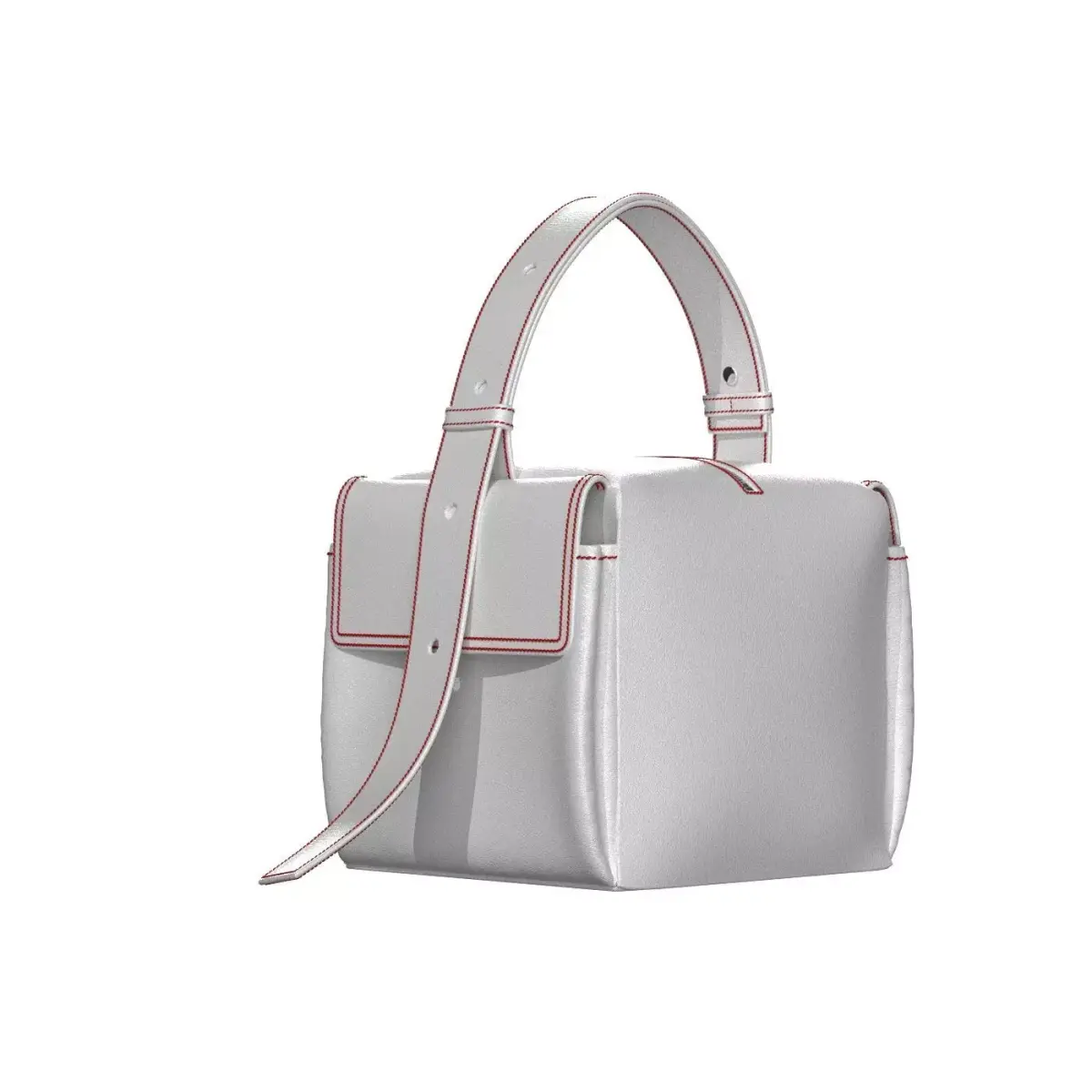 White Leather Box Pocket Bag 3D model