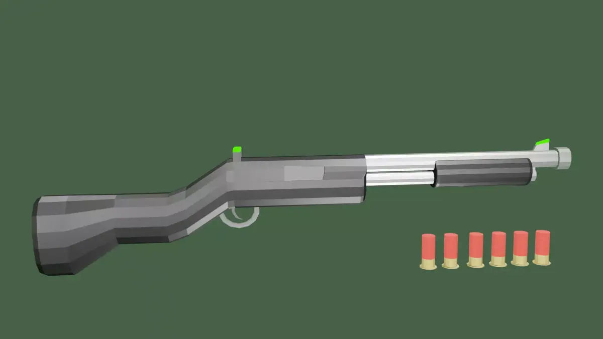 SHOTGUN with bullet Low-poly 3D model