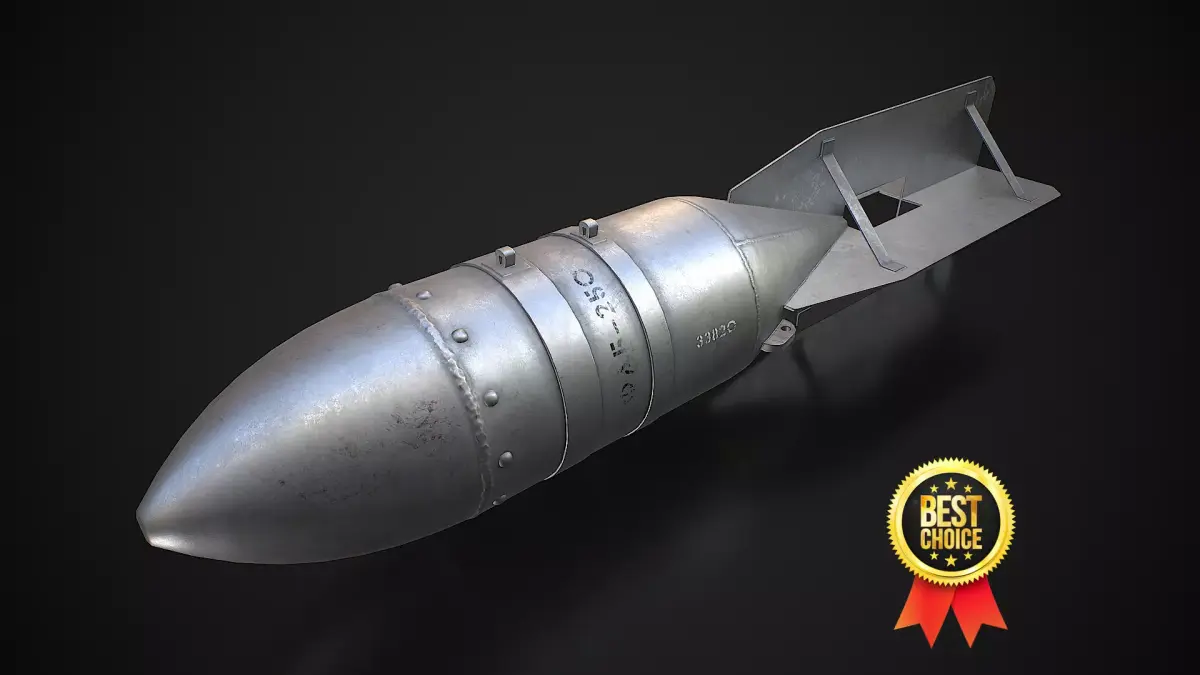 Soviet general purpose air-dropped bomb FAB-250 Low-poly 3D model