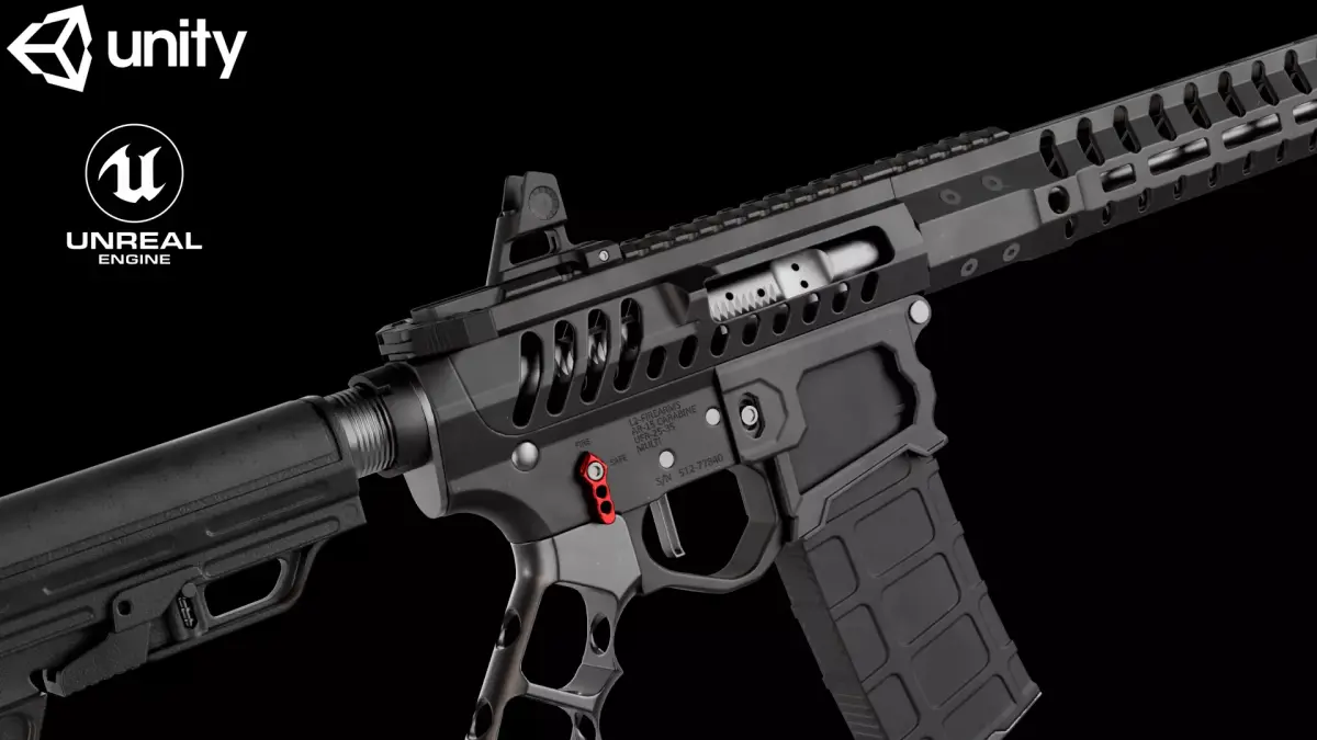 Skeletonized AR-15 Low-poly 3D model