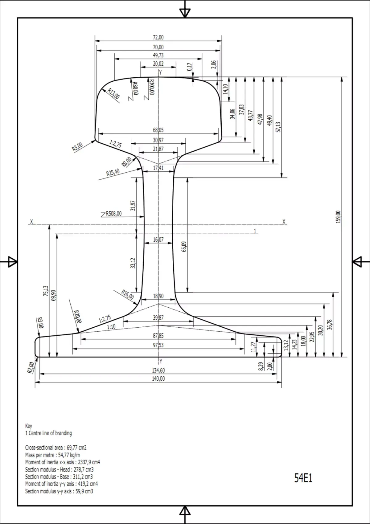 British Standard-EN13674 54E1 rail 3D model