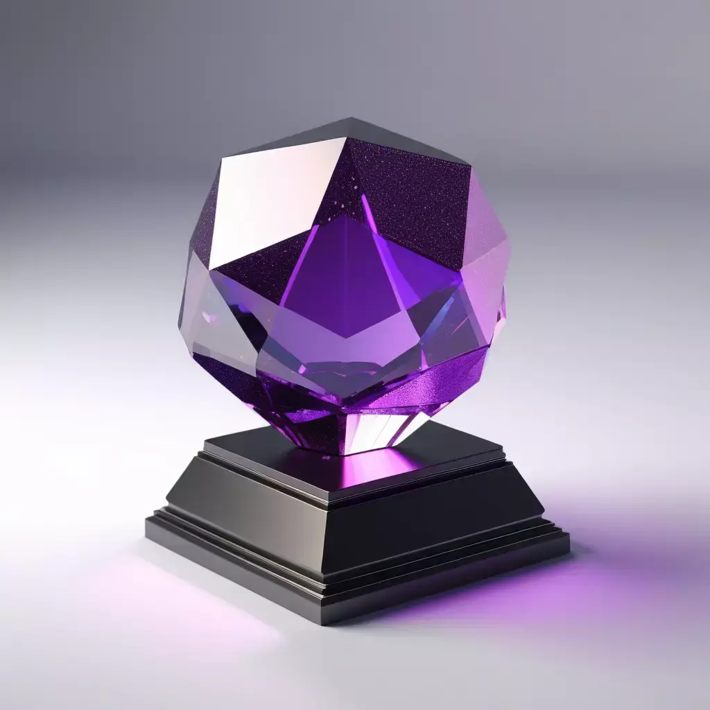Faceted Purple Crystal Gemstone Trophy 3D model