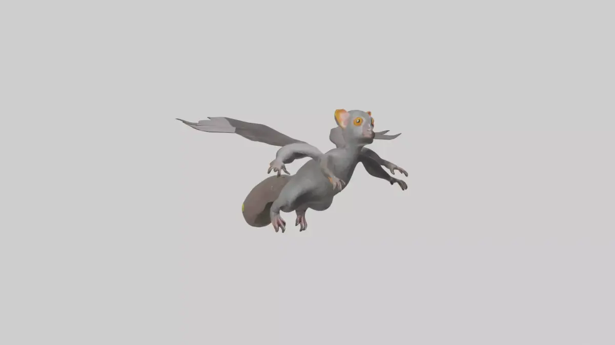Flying Lemur gliding model Low-poly 3D model