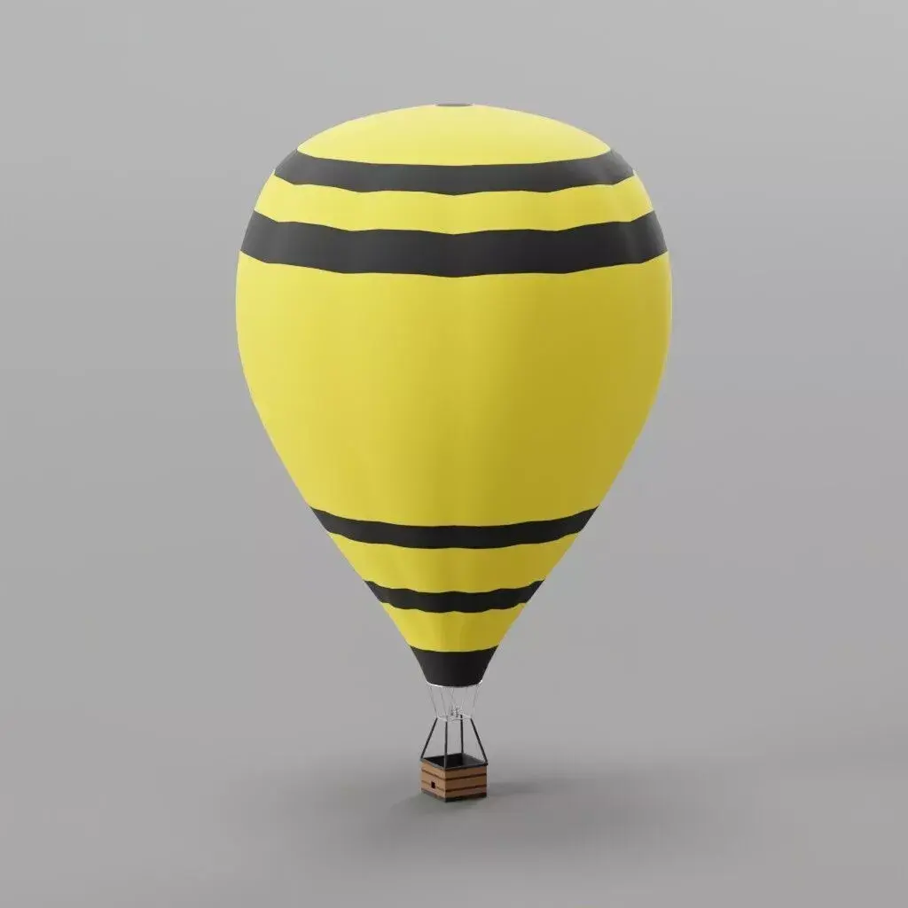 Yellow black  hot air balloon Low-poly 3D model