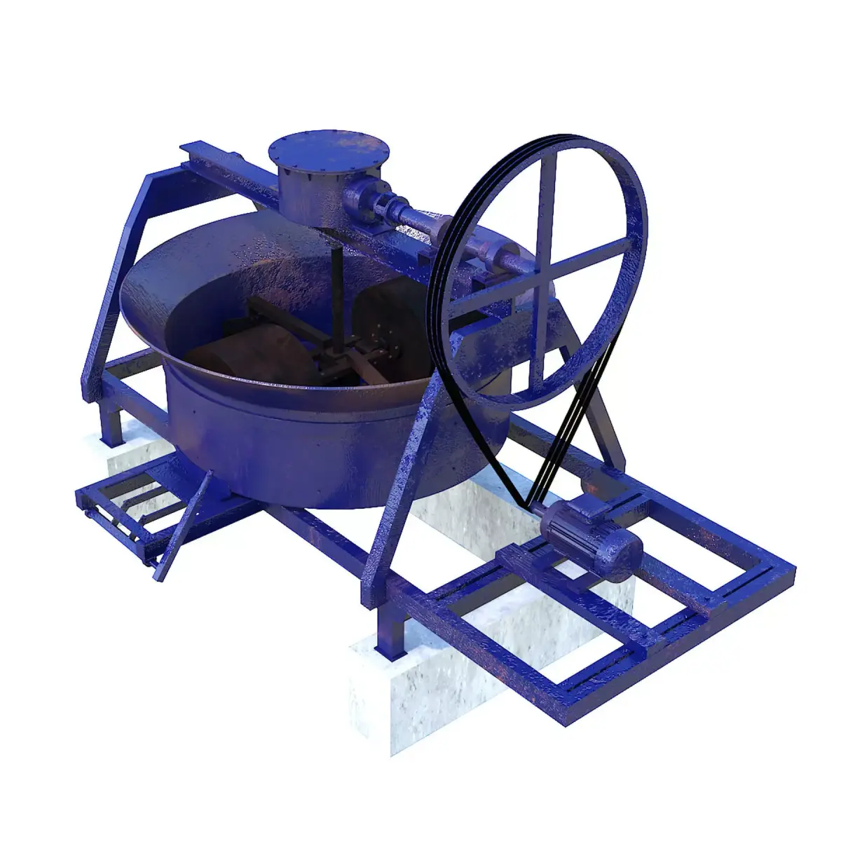 CONCRETE PAN MIXER WITH BLADES AND ROLLER 3D model