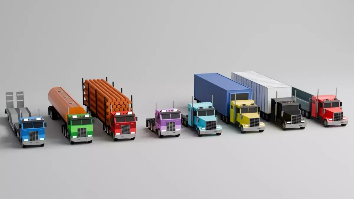 Low Poly Truck 3D Model Pack Free low-poly 3D model