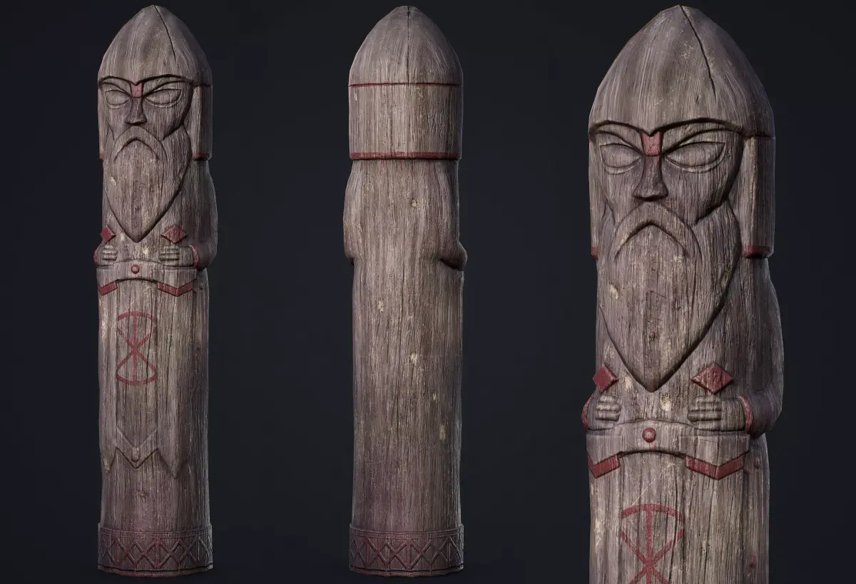 Wooden Totem 2 Low-poly 3D model