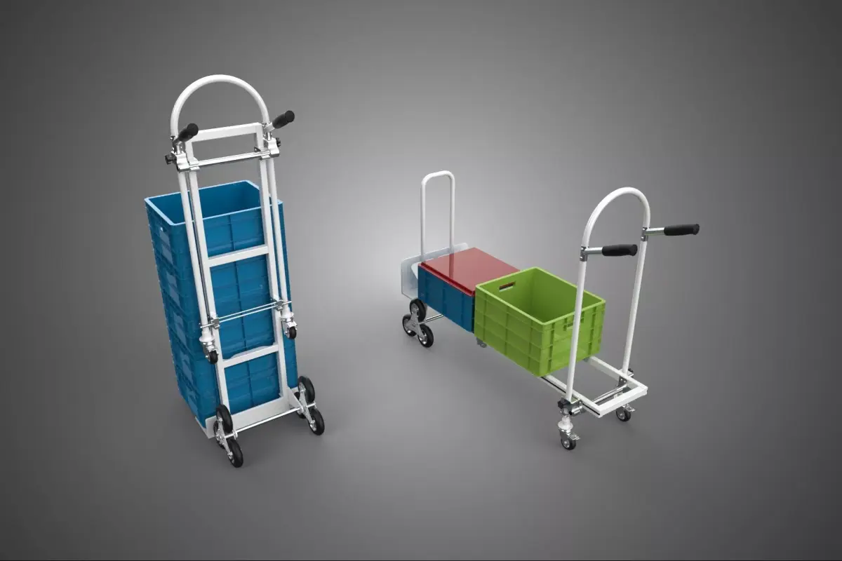 TRI 3 WHEEL STAIR CLIMBING HAND TRUCK TROLLEY CRATE CART RACK UP 3D model