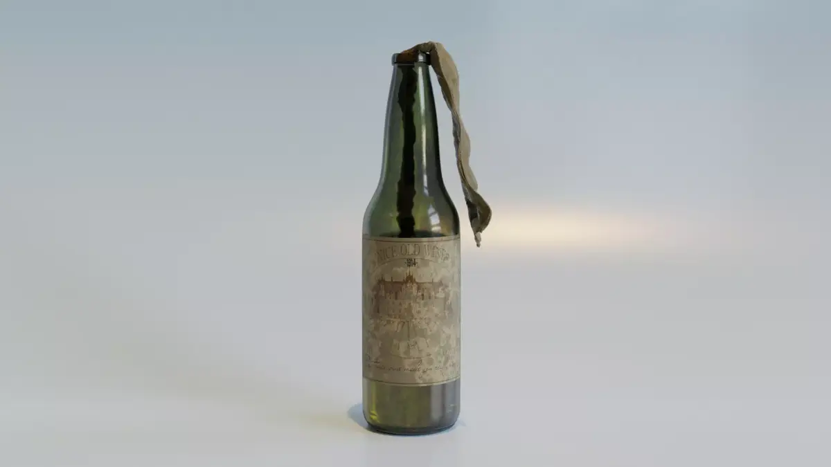 Molotov old bottle with label 3D model