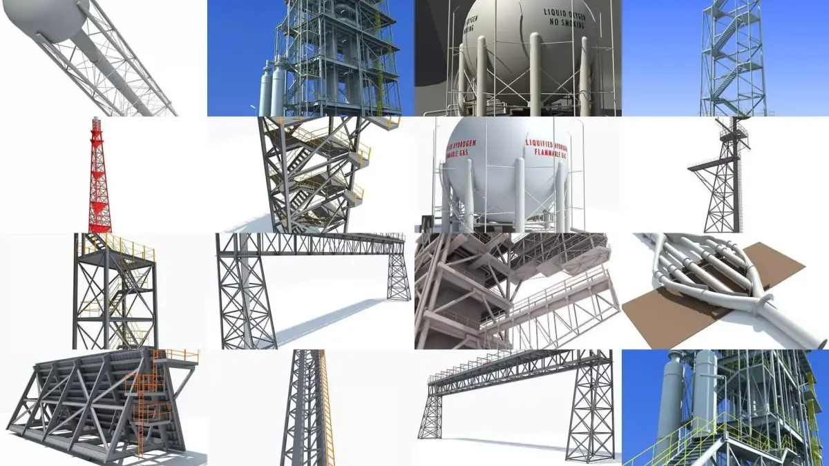 Refinery and Industrial Set 3D Model Pack purchase