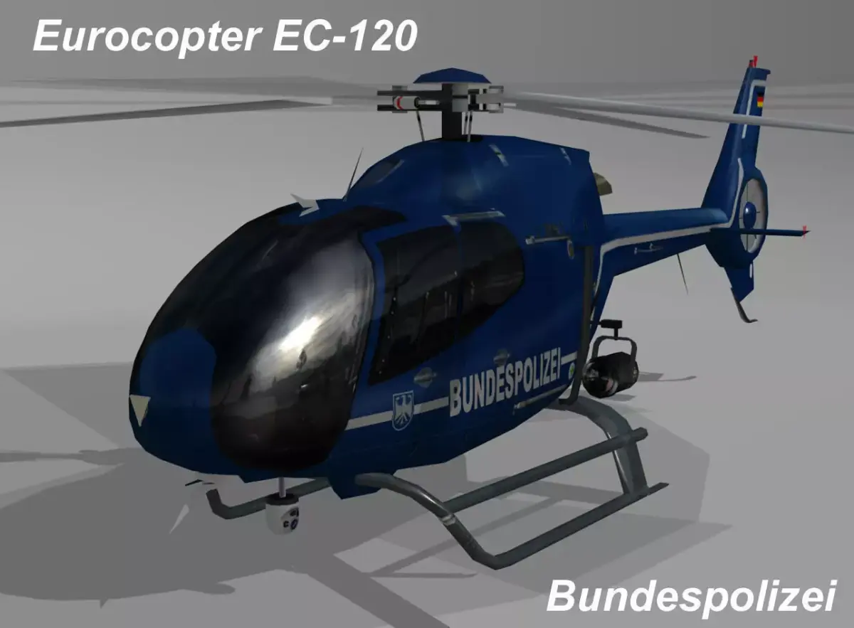 Eurocopter EC-120 Bundespolizei livery Low-poly 3D model
