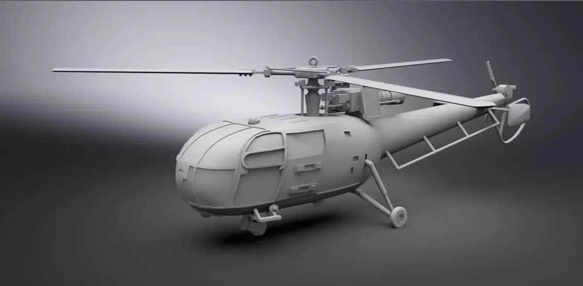 Aerospatiale Alouette III Scale Model 3D print model