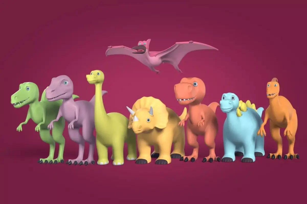 Cartoon Dinosaur Pack V2 Low-poly 3D model