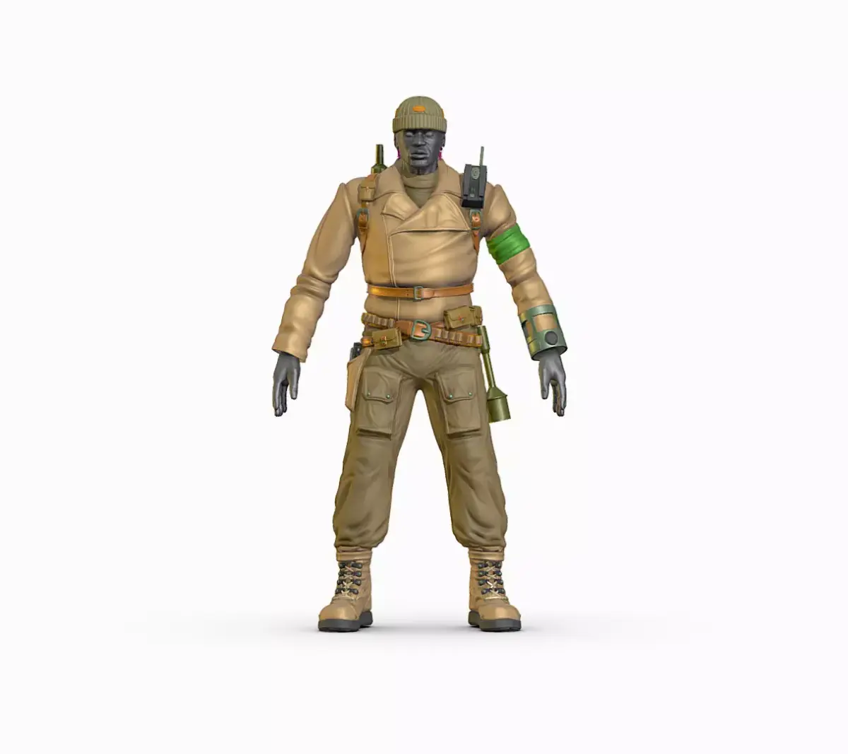 High Poly Man Leather Jacket Military Outfit Low-poly 3D model buy