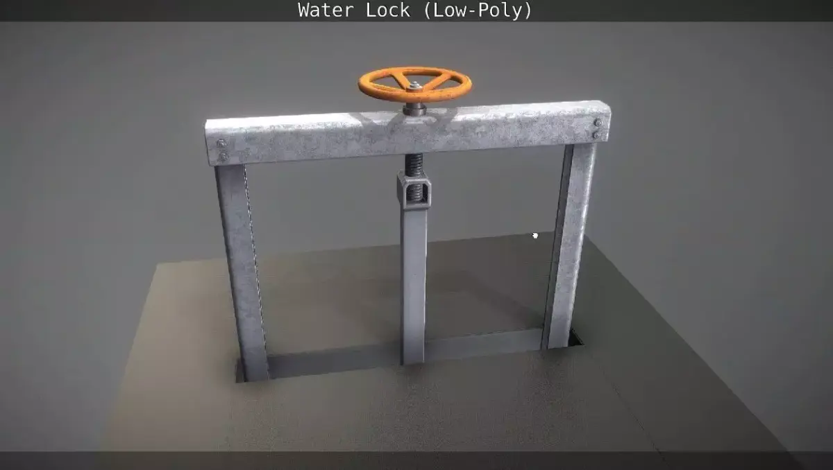 Animated Water Sluice Gate Low-Poly Low-poly 3D model