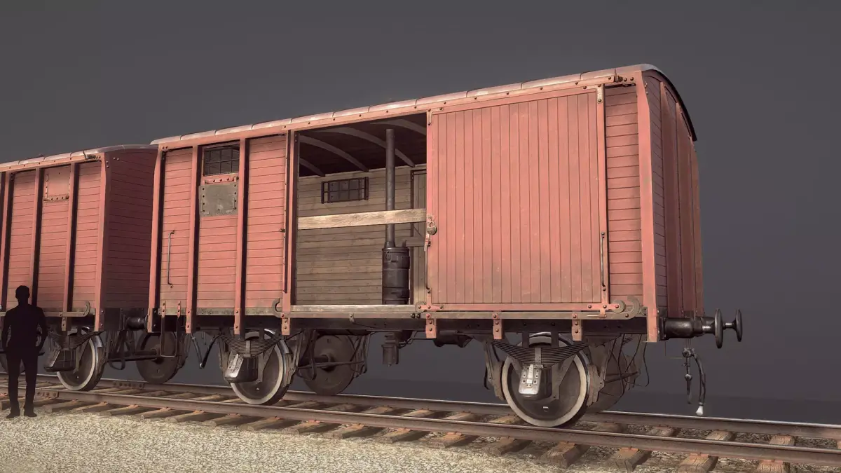 Railway Covered Goods Wagon 18T Vr1 Default Red Low-poly 3D model