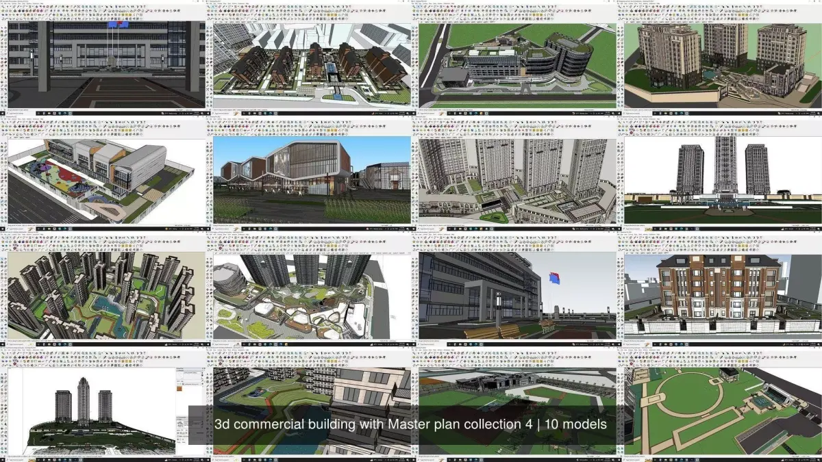 3d commercial building with Master plan collection 4 3D Model Pack