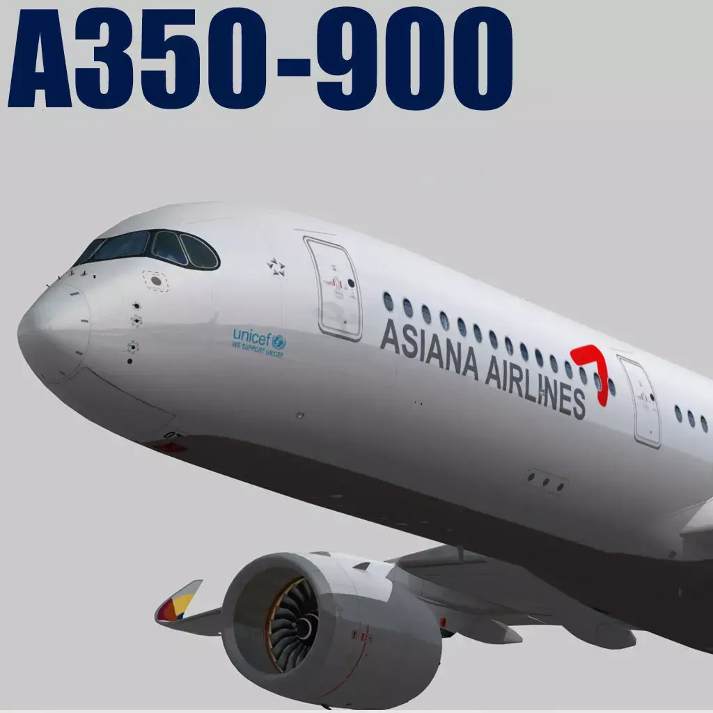 Airbus A350-900 XWB Asiana Airlines HL8078 Low-poly 3D model