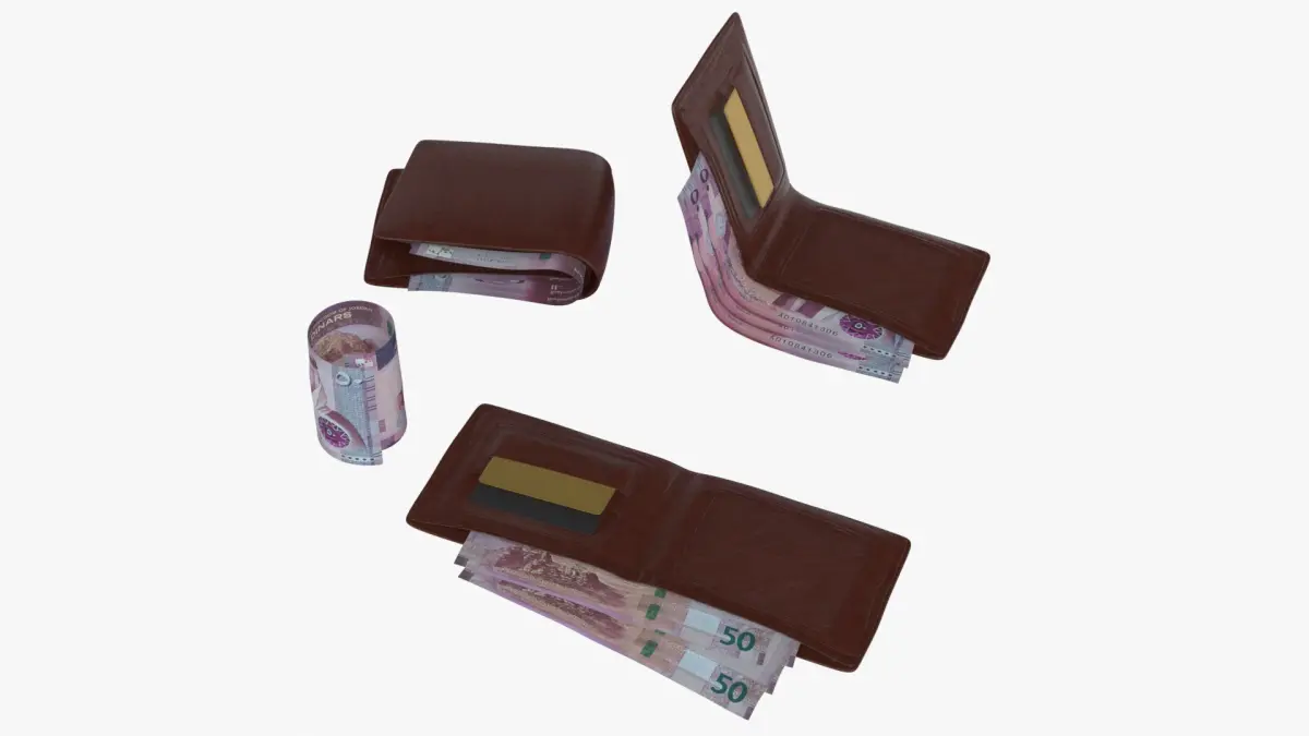 Jordan 50 Dinars Wallet Money Purse 3D model