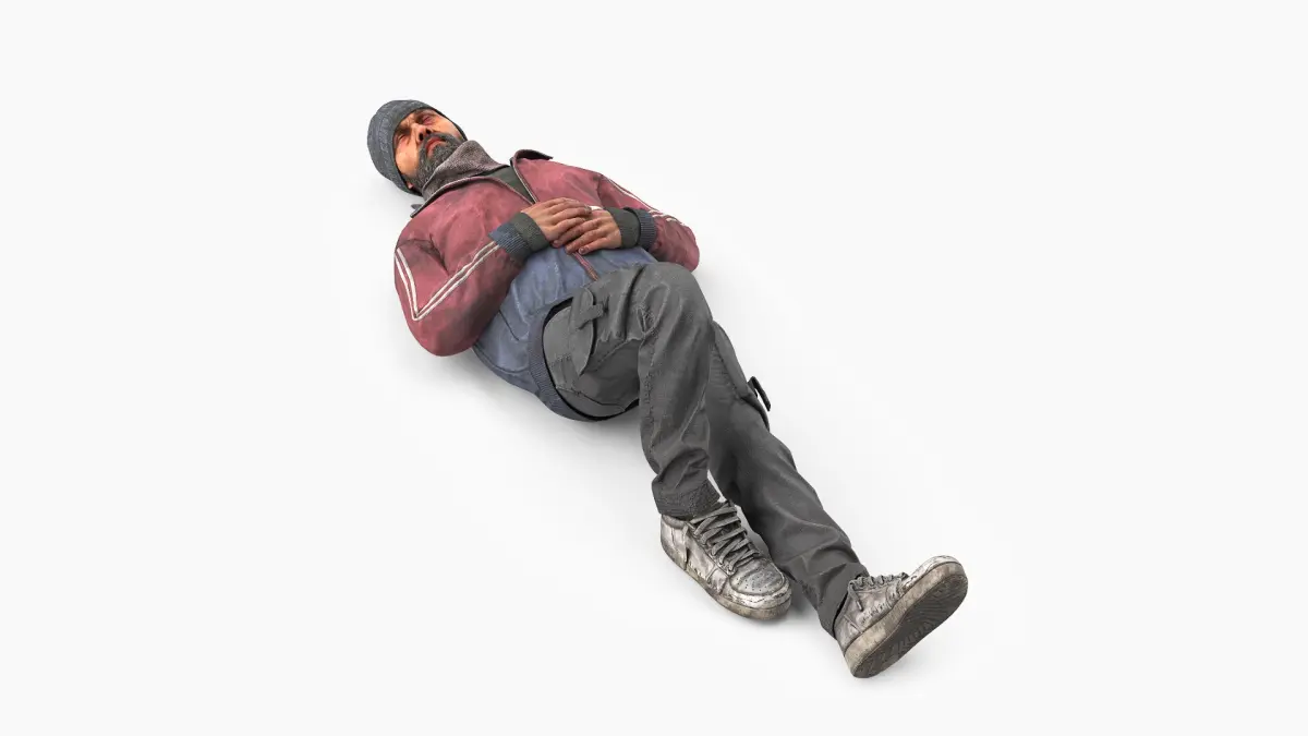 Sleeping Homeless Man 3D model