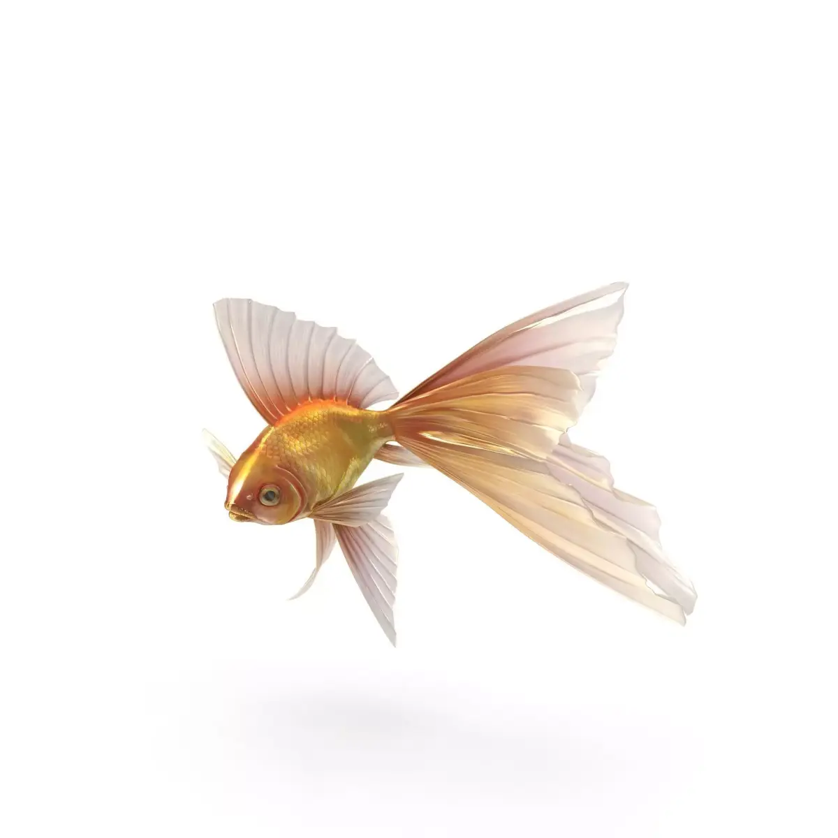 Fantasy Gold Fish rig Low-poly 3D model