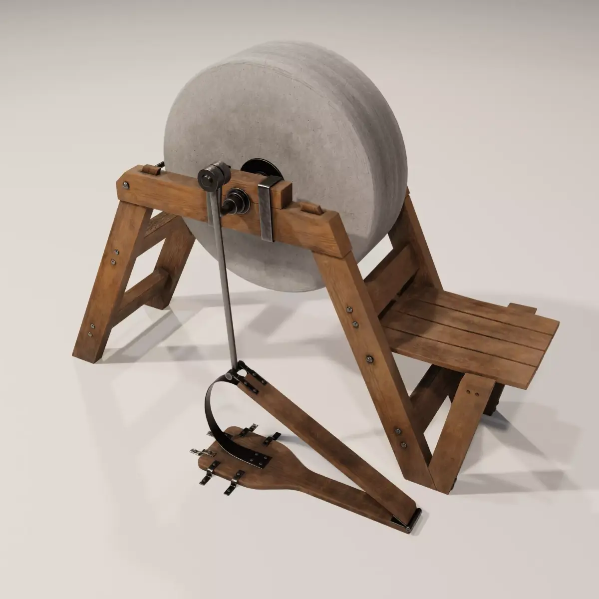 Medevil grinding wheel Low-poly 3D model