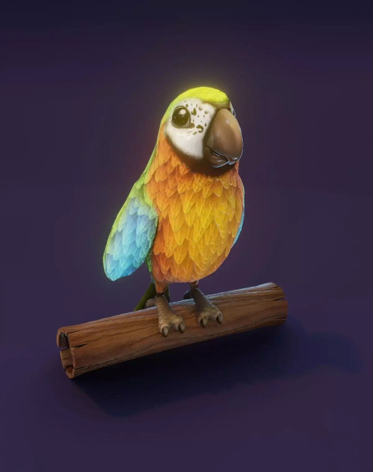 Cartoon Ara Parrot Blue-Yellow-Green 3D Model Low-poly 3D model