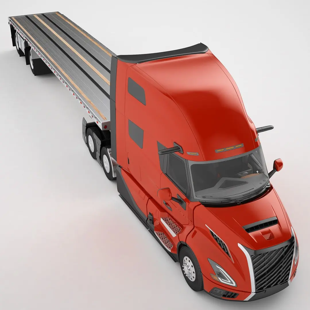 Semi Truck Generic Flat Trailer 04 3D model