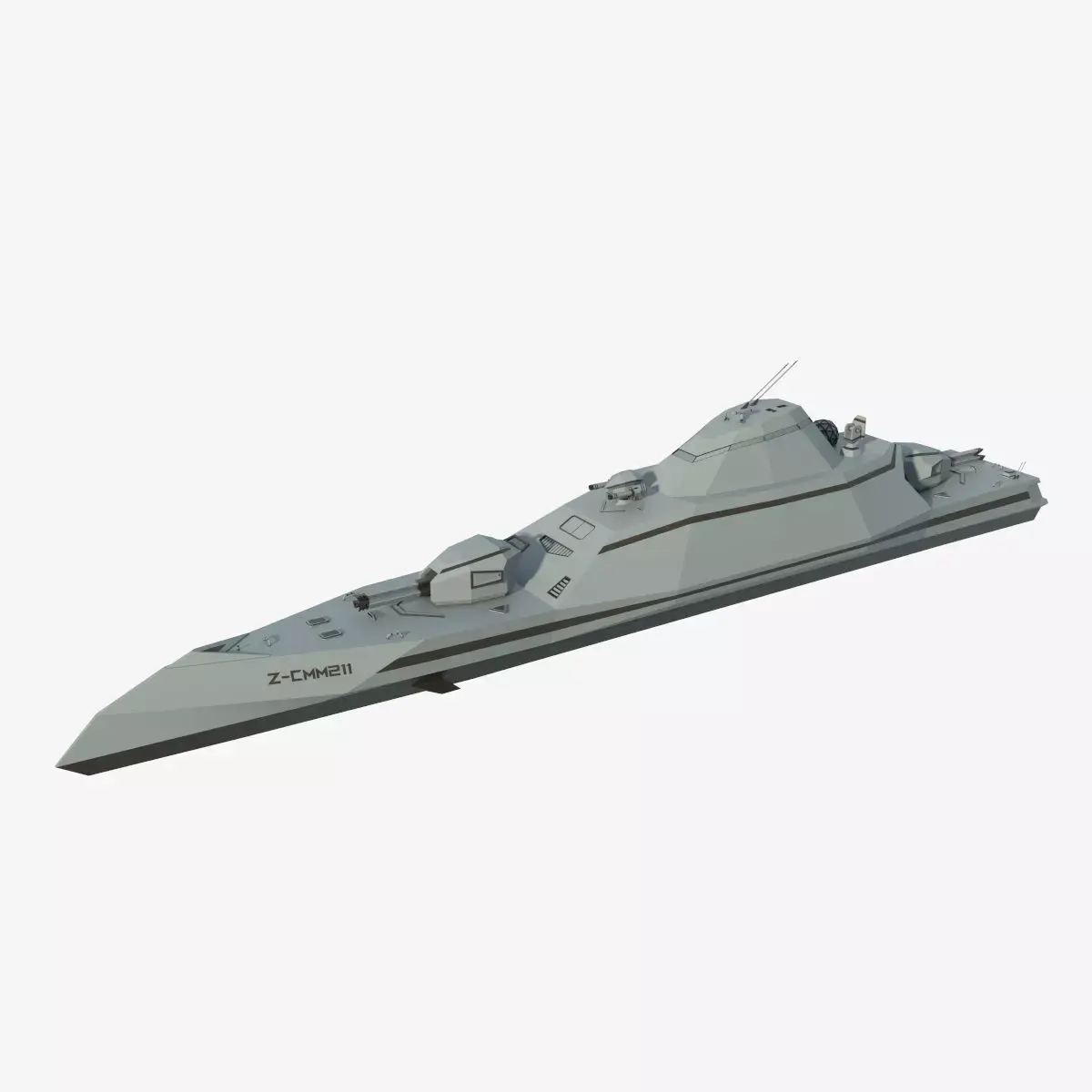 Futuristic Military Stealth Ship Low-poly 3D model