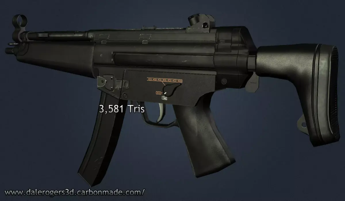 MP5 Game Ready with Textures Low-poly 3D model