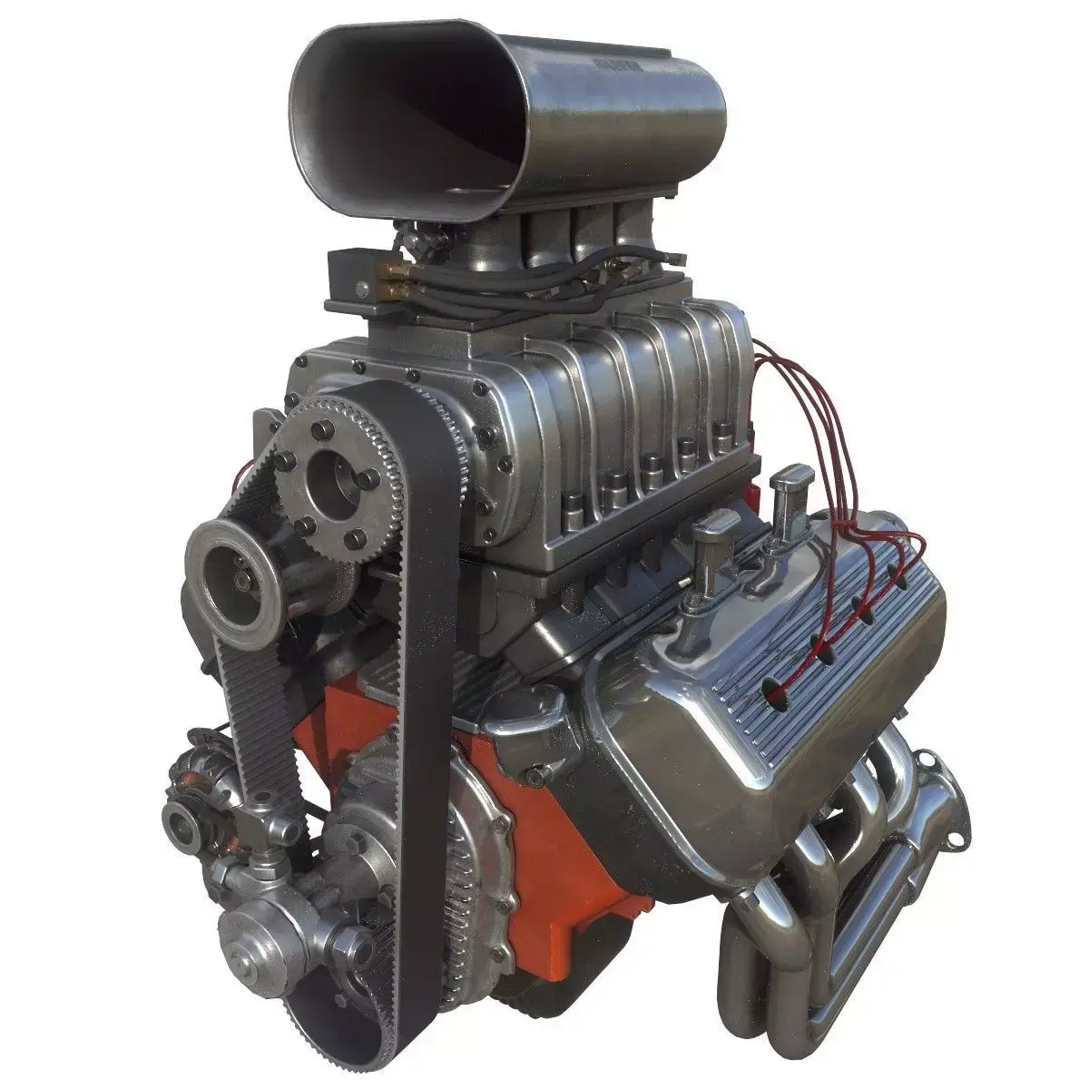 Hemi gasser V8 engine Low-poly 3D model