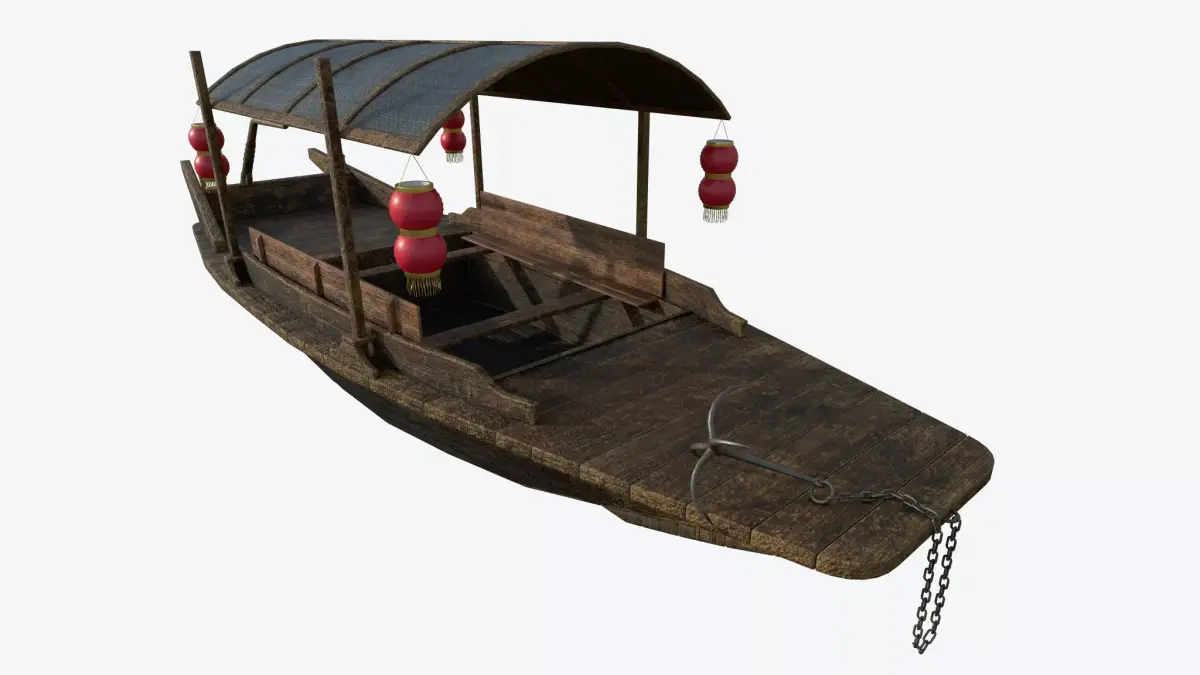 Chinese Boat Low-poly  PBR  Low-poly 3D model
