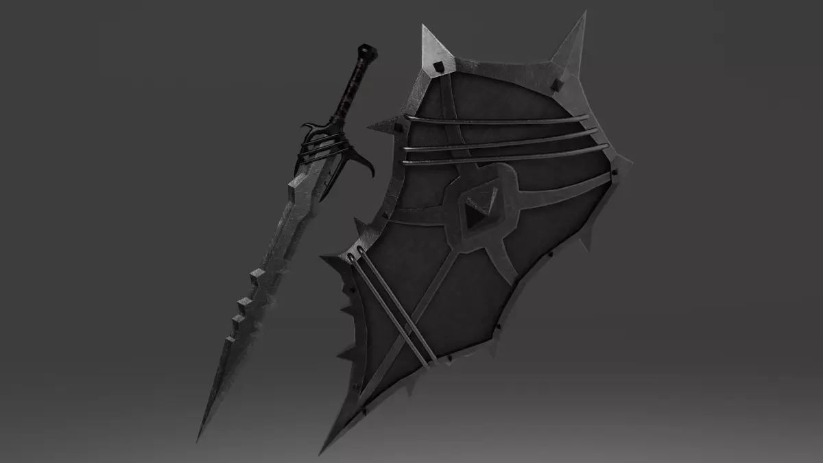 Shield and sword with 4 different textures Low-poly 3D model 3D Model Collection