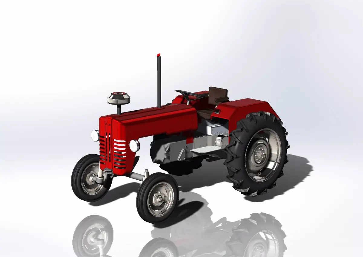 Rural Shiny Metal Tractor 3D Project Free 3D model