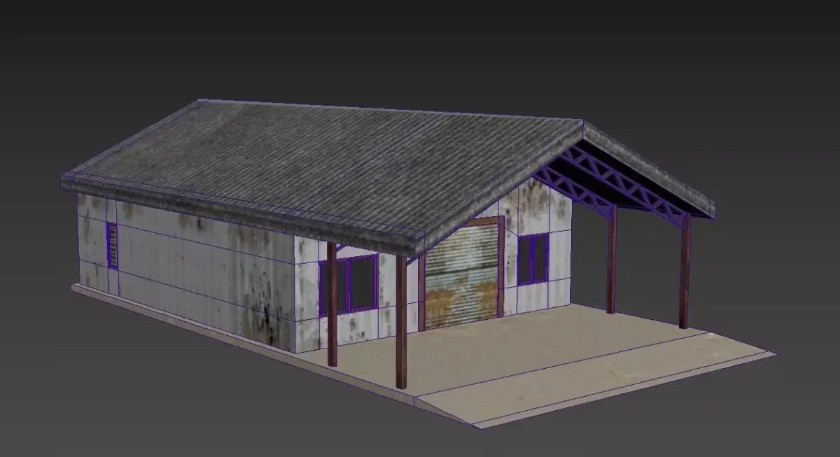 Building hangar 3d lowpolymodel Free low-poly 3D model