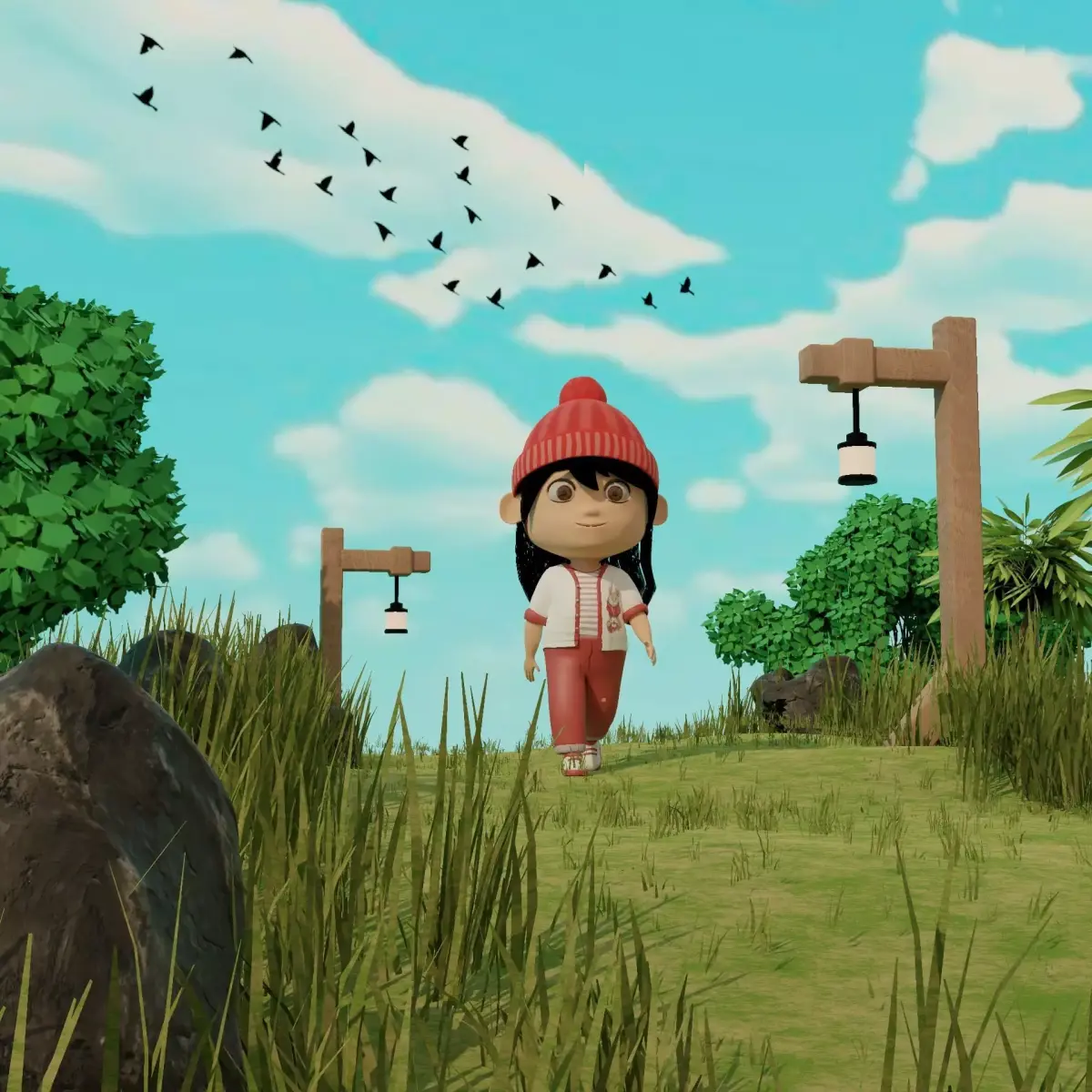 Girl in Garden 3D model