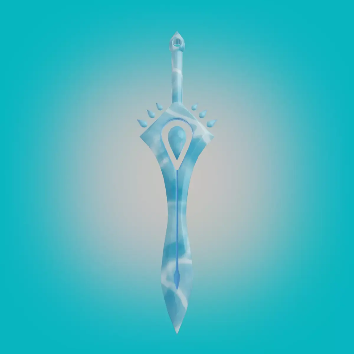Stylized Water sword PBR low- poly game ready  Free low-poly 3D model