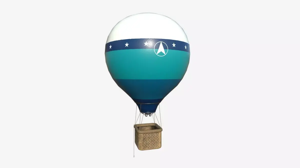 Balloon Hot Air 02 Blue - Aircraft Cartoon Low-poly 3D model