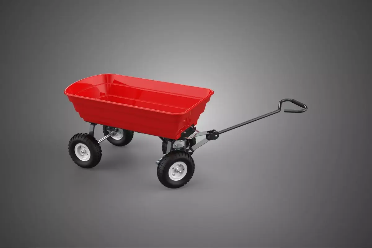 GARDEN CART TROLLEY TURNTABLE STEERING AXLE HANDLE WAGON TRAILER 3D model