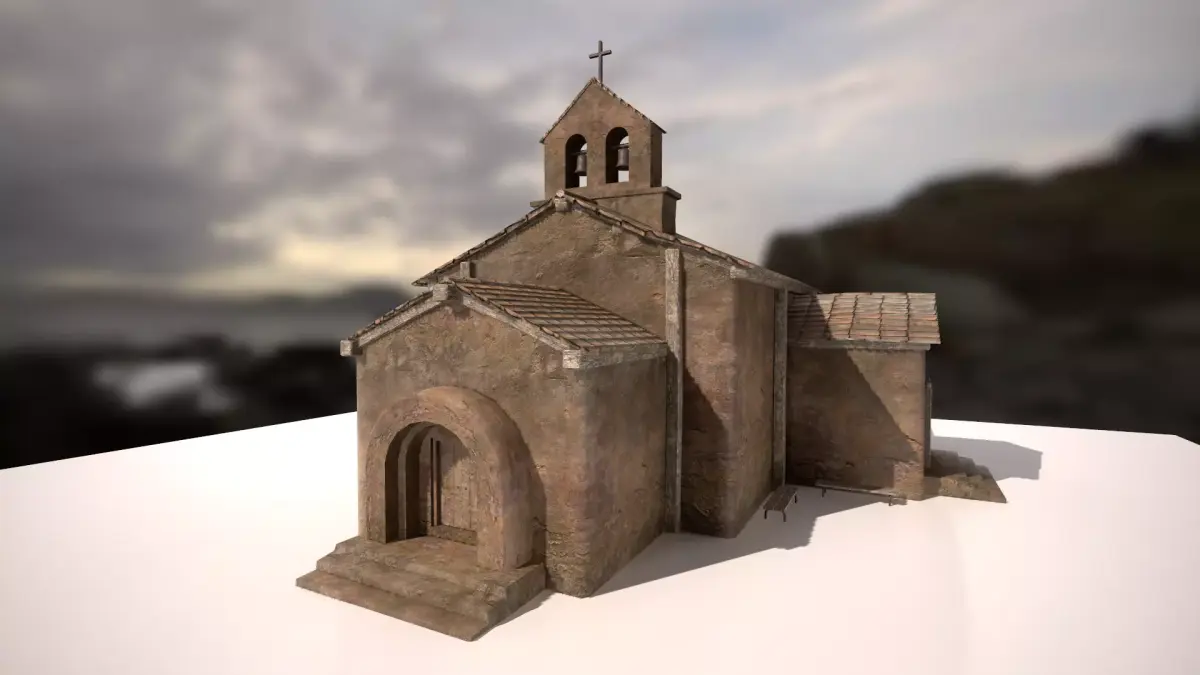 Ruined church Low-poly 3D model