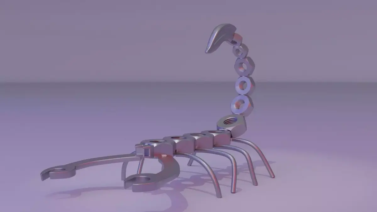 Scorpion metal art Low-poly 3D model